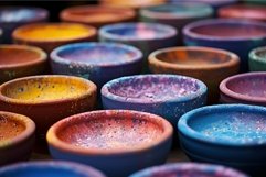 Sturdy Ceramic bowl with colorful powder. Generate Ai Product Image 1