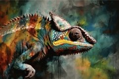 Chameleon animal abstract canvas. Generate ai Product Image 1