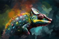 Chameleon multicolored abstract canvas. Generate ai Product Image 1