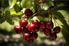 Summer cherry bunch harvest on tree. Generate ai Product Image 1