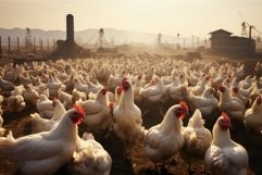 Bustling Chicken livestock farm. Generate Ai Product Image 1