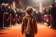Child in jacket red carpet. Generate AI Product Image 1