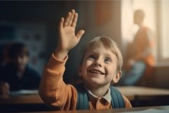 Child raises hand answer. Generate Ai Product Image 1