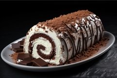 Chocolate cake roll cocoa. Generate Ai Product Image 1