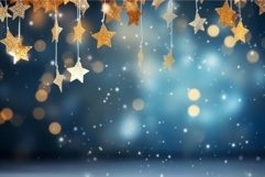 Blue yellow christmas background with gold stars. Generate A Product Image 1