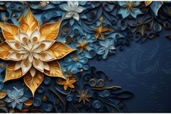 Blue yellow floral paper christmas background. Generate Ai Product Image 1