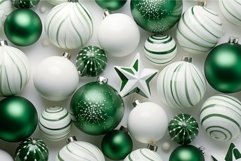 Christmas white green toys background. Generate Ai Product Image 1