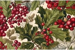 Christmas berries vintage card border. Generate Ai Product Image 1