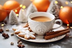 Christmas tea cup morning. Generate Ai Product Image 1