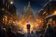 Santa on Christmas decorated tree outdoor. Generate ai Product Image 1