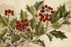 Christmas berries vintage card leafs. Generate Ai Product Image 1