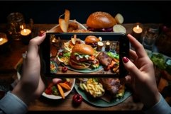 Passionate Person taking photo tasty food. Generate Ai Product Image 1