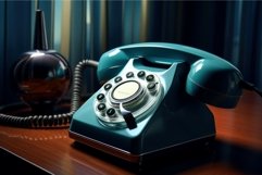 Cluttered Clouseup telephone office desk. Generate Ai Product Image 1