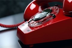 Utilitarian Clouseup telephone office desk. Generate Ai Product Image 1