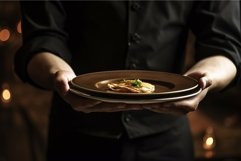 Waiter hands pick restaurant food. Generate Ai Product Image 1