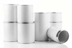 Closed blank cans paint isolated on white. Generate Ai Product Image 1
