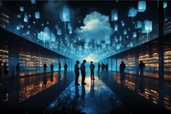 Dynamic Cloud computing city. Generate Ai Product Image 1