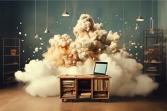 Futuristic Cloud computing city. Generate Ai Product Image 1