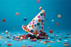 Clown hat confetti colorful. Generate Ai Product Image 1