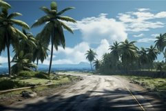 Coastal road palm tree morning. Generate Ai Product Image 1