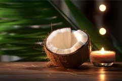 Coconut on table light. Generate Ai Product Image 1