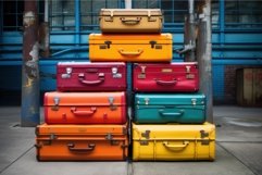 Spacious Colorful travel suitcase. Generate Ai Product Image 1