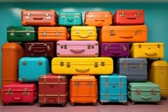 Lightweight Colorful travel suitcase. Generate Ai Product Image 1