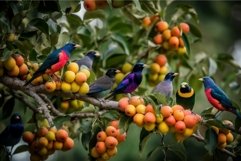 Colorful birds tree. Generate Ai Product Image 1