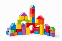 Colorful blocks tower castle isolated on white. Generate Ai Product Image 1