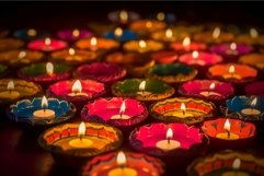 Colorful candles burning diwali. Generate Ai Product Image 1