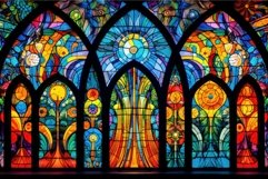 Majestic Colorful church window. Generate Ai Product Image 1