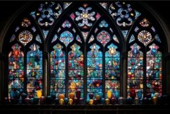 Intricate Colorful church window. Generate Ai Product Image 1