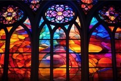 Multicolored Colorful church window. Generate Ai Product Image 1