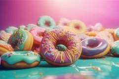 Colorful birthday donuts. Generate Ai Product Image 1