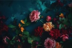 Colorful flowers dark background. Generate Ai Product Image 1