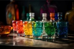 Colorful glasses bottles. Generate AI Product Image 1