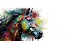 Colorful horse head banner. Generate Ai Product Image 1