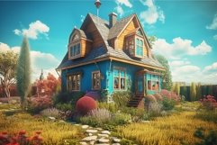 Colorful house. Generate Ai Product Image 1
