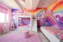 Unicorn kids room pink. Generate Ai Product Image 1