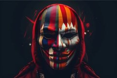 Colorful red head mask. Generate Ai Product Image 1