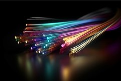 Colorful optic cable on dark background. Generate ai Product Image 1