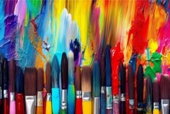 Colorful paint brushes. Generate Ai Product Image 1