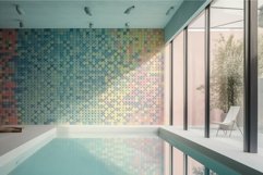 Small swimming pool in recreation area, room with mosaic on Product Image 1