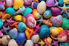 Multi-patterned Colorful seashell. Generate Ai Product Image 1