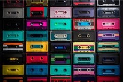 Colorful tape cassettes. Generate Ai Product Image 1