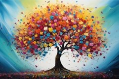 Variegated Colorful tree leaves. Generate Ai Product Image 1