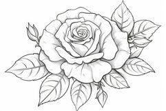 Coloring book rose. Generate Ai Product Image 1