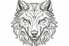 Coloring book wolf head. Generate Ai Product Image 1