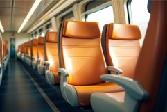 Comfortable seats in empty modern passenger chair transport. Product Image 1