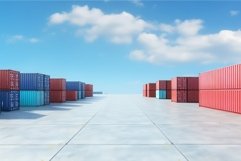 Container yard business with blue sky. Generate Ai Product Image 1